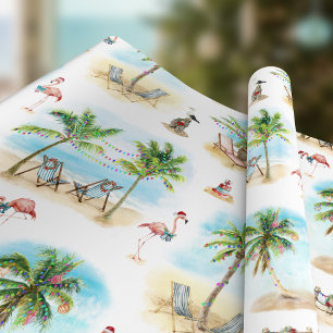 Tropische kerstpalmbomen strand cadeaupapier