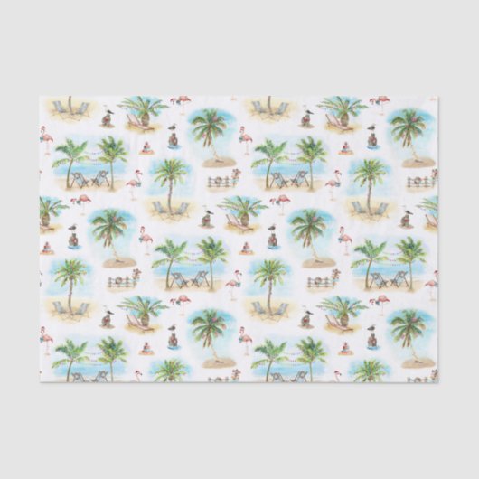 Tropische kerstpalmbomen strand tissuepapier (Voorkant)