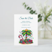 Tropische kerstpalmboom aankondigingskaart (Staand voorkant)