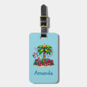Tropische kerstpalmboom bagagelabel (Voorkant verticaal)