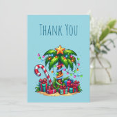 Tropische kerstpalmboom bedankkaart (Staand voorkant)