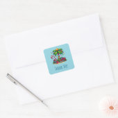 Tropische kerstpalmboom Dank u Vierkante Sticker (Envelop)