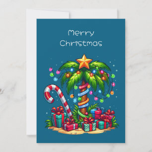 Tropische kerstpalmboom feestdagenkaart