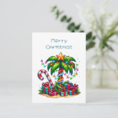 Tropische kerstpalmboom feestdagenkaart (Staand voorkant)