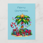 Tropische kerstpalmboom feestdagenkaart (Voorkant)