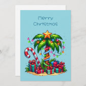 Tropische kerstpalmboom feestdagenkaart (Voorkant / Achterkant)