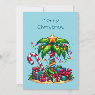 Tropische kerstpalmboom feestdagenkaart