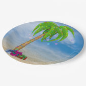 Tropische Kerstpalmboom in zand Papieren Bordje (Gekanteld)