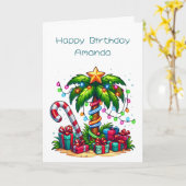 Tropische kerstpalmboom kaart (Gele Bloem)