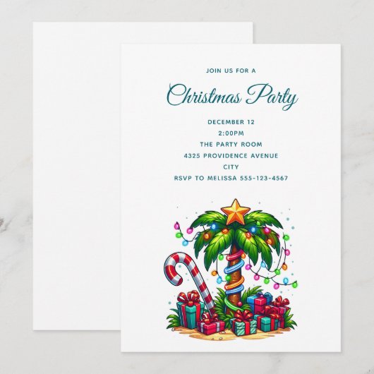 Tropische kerstpalmboom kaart (Voorkant / Achterkant)