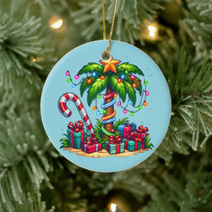 Tropische kerstpalmboom keramisch ornament
