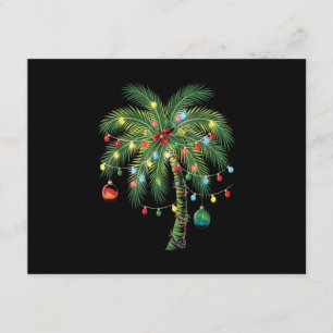 Tropische Kerstpalmboom met Lichtjes en Versiering Informatiekaartje