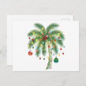 Tropische kerstpalmboom met verlichting en Ornam Briefkaart (Voorkant / Achterkant)