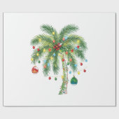 Tropische kerstpalmboom met verlichting en Ornam Cadeaupapier (Vlak)