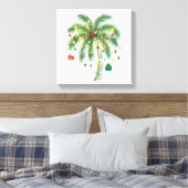 Tropische kerstpalmboom met verlichting en Ornam Canvas Afdruk (Insitu (Slaapkamer))