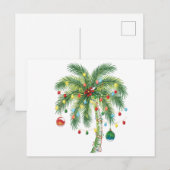 Tropische kerstpalmboom met verlichting en Ornam Feestdagenkaart (Voorkant / Achterkant)