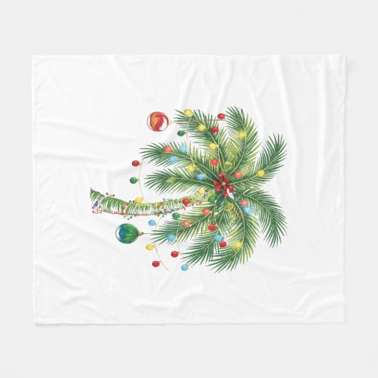 Tropische kerstpalmboom met verlichting en Ornam Fleece Deken (Voorkant (Horizontaal))