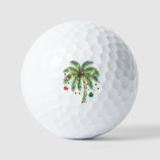 Tropische kerstpalmboom met verlichting en Ornam Golfballen (Voorkant)