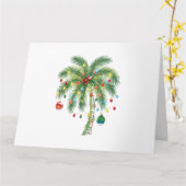 Tropische kerstpalmboom met verlichting en Ornam Kaart (Gele Bloem)