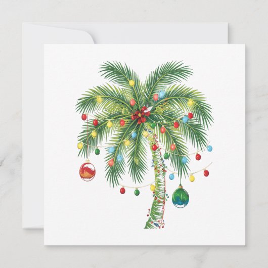 Tropische kerstpalmboom met verlichting en Ornam Kaart (Achterkant)