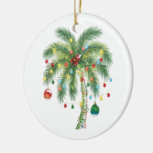 Tropische kerstpalmboom met verlichting en Ornam Keramisch Ornament (Links)