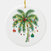 Tropische kerstpalmboom met verlichting en Ornam Keramisch Ornament (Achterkant)