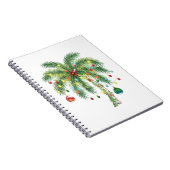 Tropische kerstpalmboom met verlichting en Ornam Notitieboek (Rechterzijde)