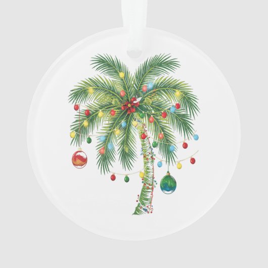 Tropische kerstpalmboom met verlichting en Ornam Ornament (achterkant)