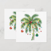 Tropische kerstpalmboom met verlichting en Ornam Save The Date (Voorkant / Achterkant)