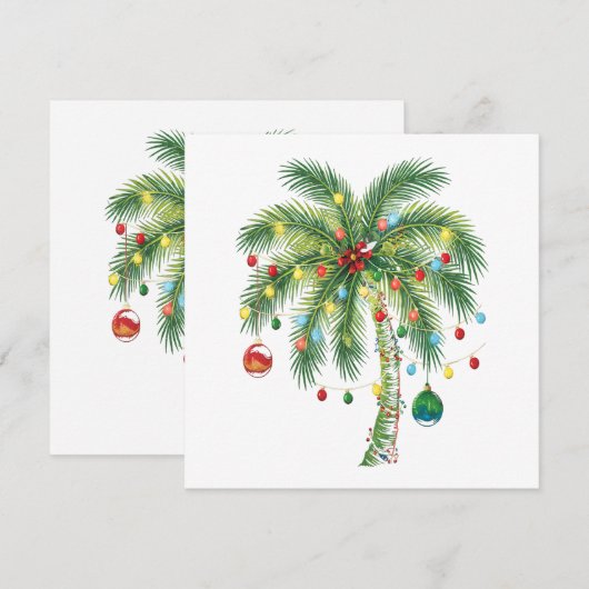 Tropische kerstpalmboom met verlichting en Ornam Save The Date (Voorkant / Achterkant)
