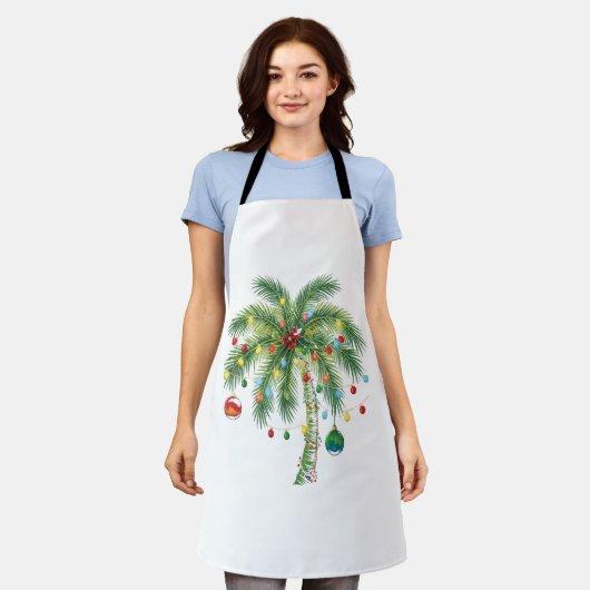 Tropische kerstpalmboom met verlichting en Ornam Schort (Gedragen)