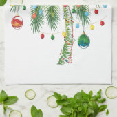 Tropische kerstpalmboom met verlichting en Ornam Theedoek (Gevouwen)