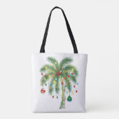 Tropische kerstpalmboom met verlichting en Ornam Tote Bag (Achterkant)
