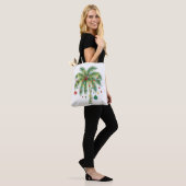 Tropische kerstpalmboom met verlichting en Ornam Tote Bag (Op model)