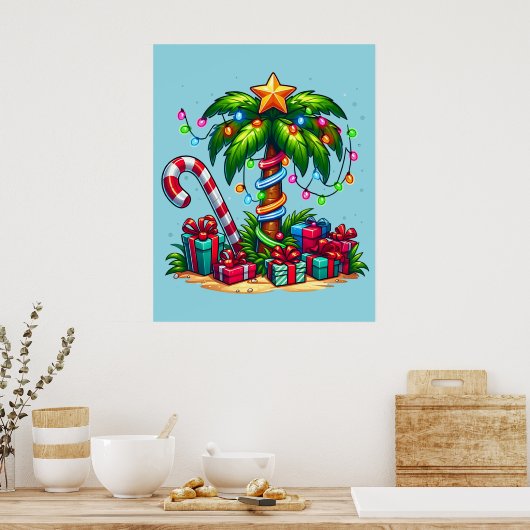 Tropische kerstpalmboom poster (Keuken)