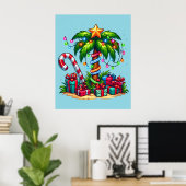 Tropische kerstpalmboom poster (Thuiskantoor)