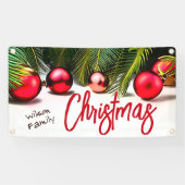 Tropische Kerstpalmboom Rode Groene Familienaam Spandoek (Horizontaal)