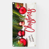 Tropische Kerstpalmboom Rode Groene Familienaam Spandoek (Verticaal)