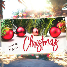 Tropische Kerstpalmboom Rode Groene Familienaam Spandoek