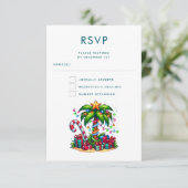 Tropische kerstpalmboom RSVP kaartje (Staand voorkant)