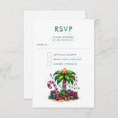 Tropische kerstpalmboom RSVP kaartje (Voorkant / Achterkant)