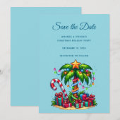 Tropische kerstpalmboom save the date (Voorkant / Achterkant)