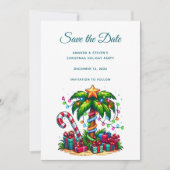 Tropische kerstpalmboom save the date (Voorkant)
