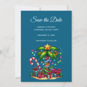 Tropische kerstpalmboom save the date (Voorkant)