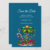 Tropische kerstpalmboom save the date (Voorkant / Achterkant)