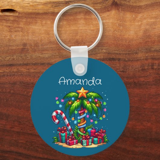 Tropische kerstpalmboom sleutelhanger (Voorkant)