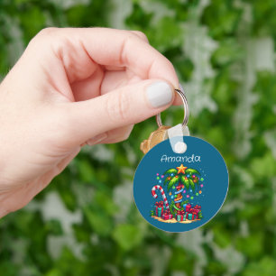 Tropische kerstpalmboom sleutelhanger