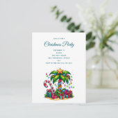 Tropische kerstpalmboom uitnodiging briefkaart (Staand voorkant)