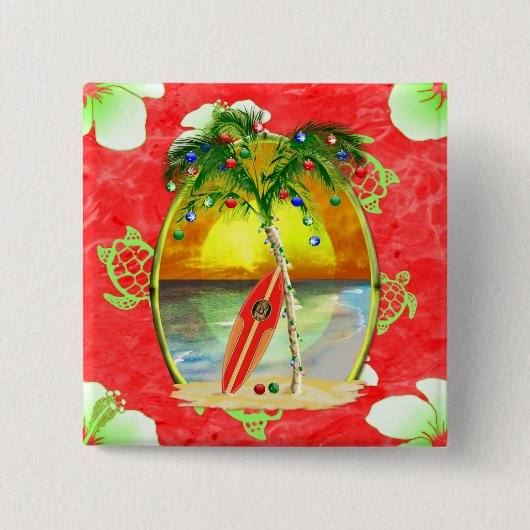 Tropische kerstpalmboom vierkante button 5,1 cm (Voorkant)