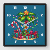 Tropische kerstpalmboom vierkante klok (Voorkant)